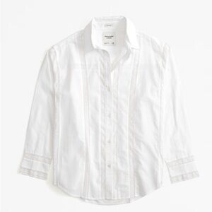 NWT Abercrombie Oversized Lace-Trim Button-Up Shirt